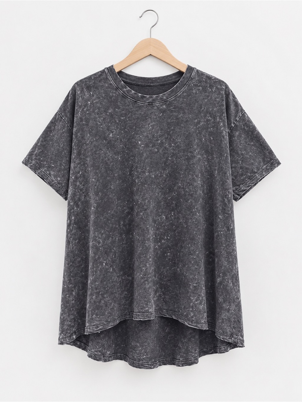 FP Movement Leg Day Raw Edge T-Shirt Grey Acid Wash Women’s Small Oversized